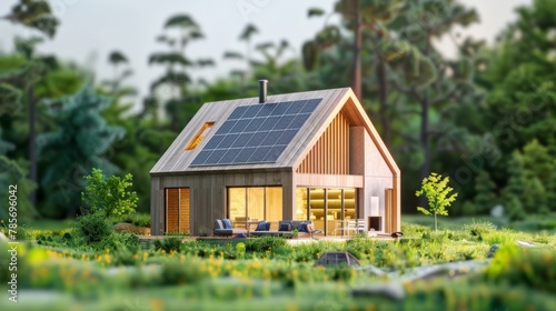 A 3d model of a sustainable eco-friendly house  AI generated illustration photo