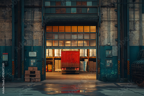 entrance to warehouse with truck inside