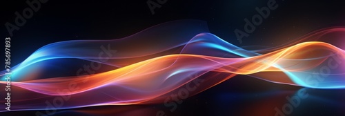 Abstract Dynamic Waves Flowing In Blend Of Colors And Light. Fluid Digital Artwork Background. Generative AI © pibi37.studio