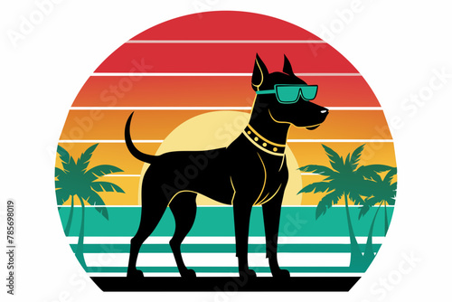 t-shirt-design--in-silhouette-dog-with-sunglass vector illustration
