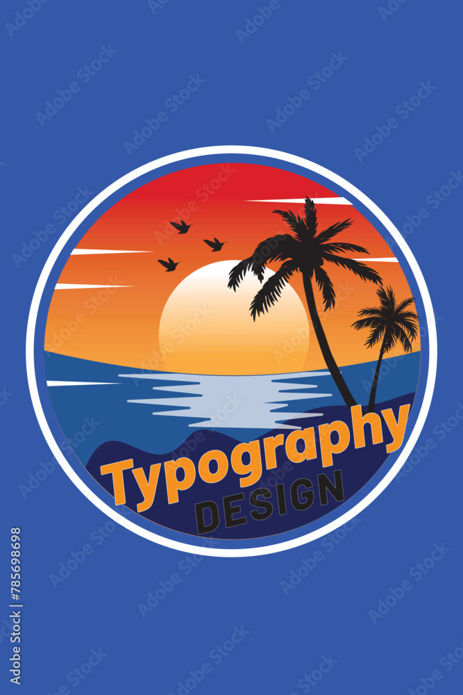 tropical island with palm trees t shirt design vector 