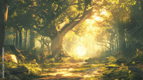 sun rays in the forest