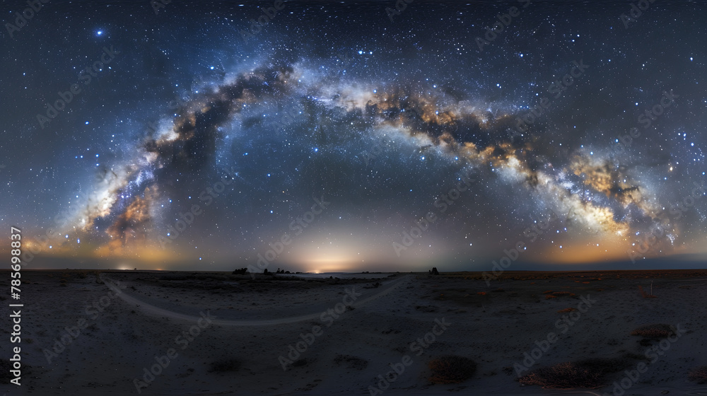 A mesmerizing view of the Milky Way galaxy stretching across the night sky.