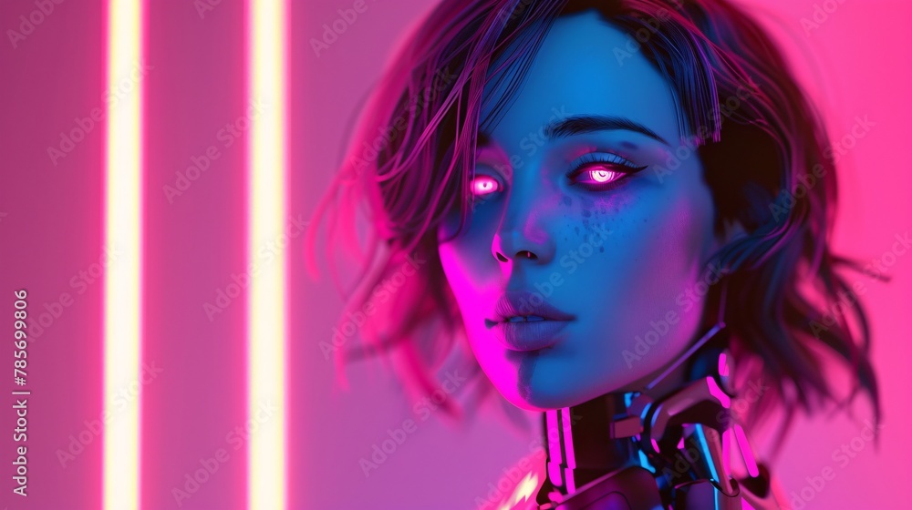 Portrait of futuristic female cyborg Portrait of futuristic female cyborg