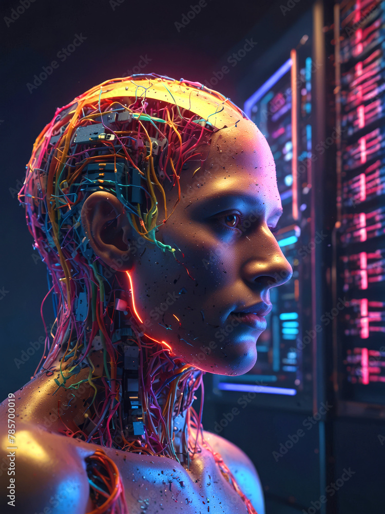 Intelligence artificielle, AI, IA, android, robot, ordinateur intelligent, Processus d'apprentissage automatique, Concept des technologies informatiques modernes, circuit intelligent Intelligence artificielle, AI, IA, android, robot, ordinateur intelligent, Processus d'apprentissage automatique, Concept des technologies informatiques modernes, circuit intelligent
