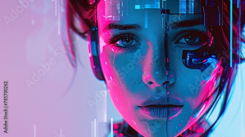 Portrait of futuristic female cyborg 