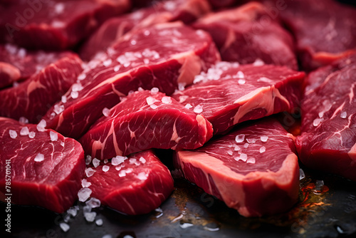 Bison sirloin on a fresh meat market