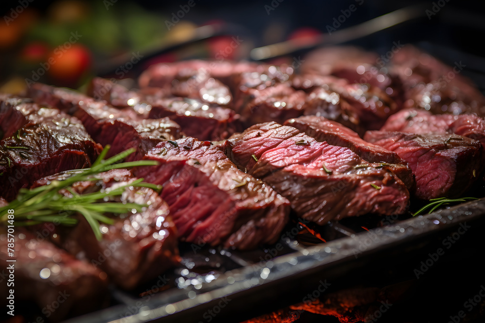 Hanger steak on a fresh meat market Hanger steak on a fresh meat market