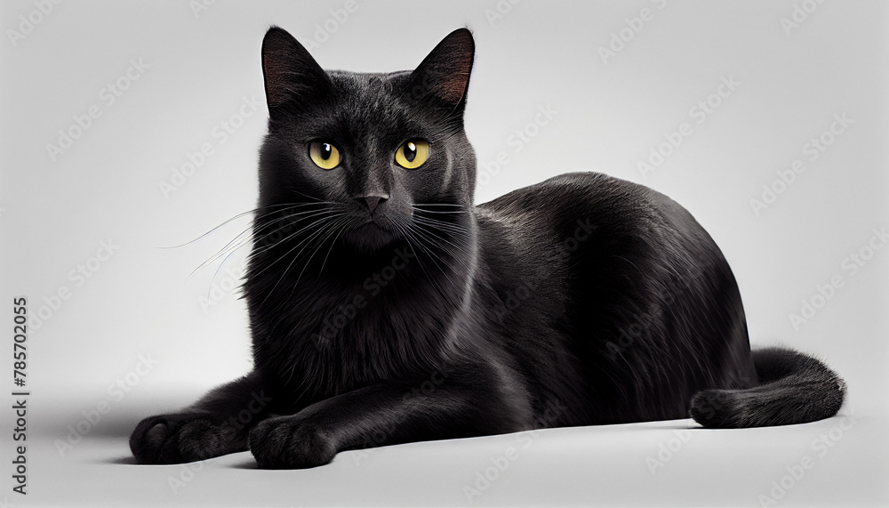 Cat, Kitten, Furry and Black, on White Background
