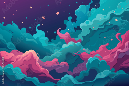 Painting depicting starry night sky-