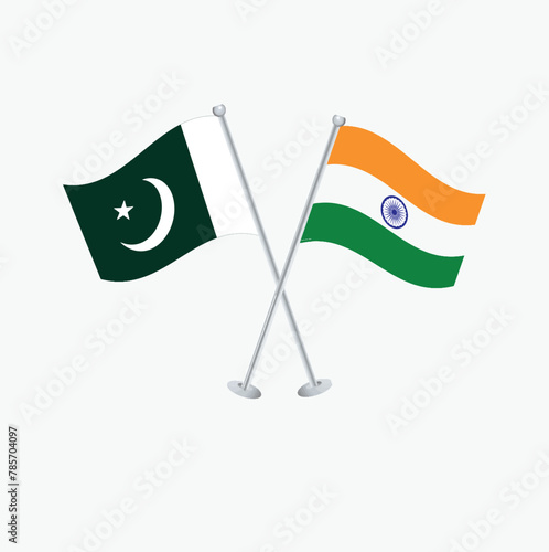 Historic cricket showdown between India and Pakistan: an intense rivalry between two nations represented by an illustration of an independent flag on a world map