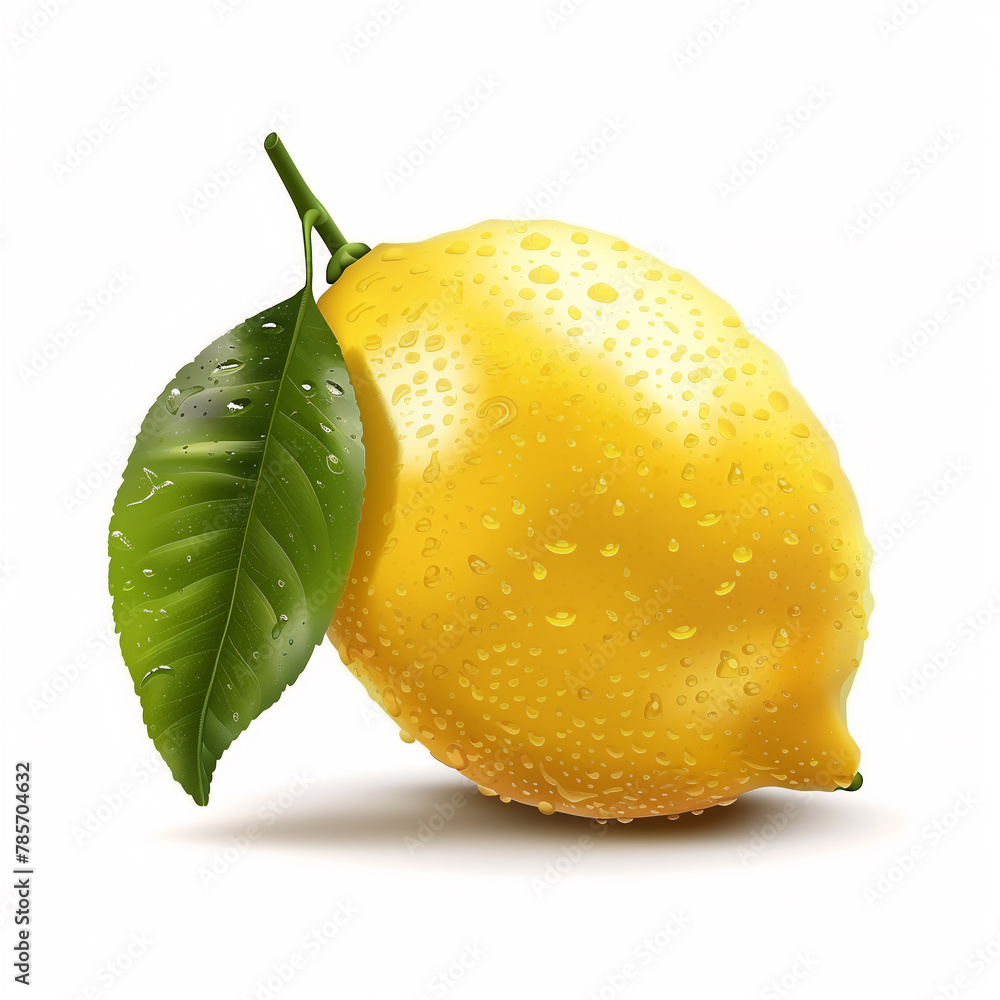 lemon with leaves isolated
