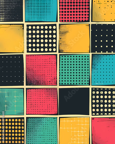 Abstract halftone comics background - Modern design shapes in pop colors banner