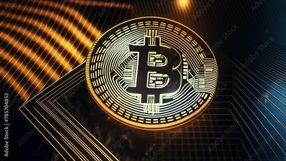 Bitcoin on a dark background. Animation bitcoin closeup Bitcoin on a dark background. Animation bitcoin closeup