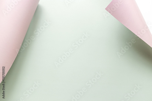 Sheet of paper with curled corners. Space for text,top view. Mock up