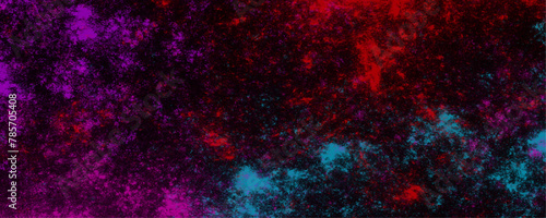 Star field background Aquamarine and pink dark red pink, blue and purple nebula universe. Cosmic neon light blue watercolor background aquarelle deep black Paper textured. Fantastic outer view space	