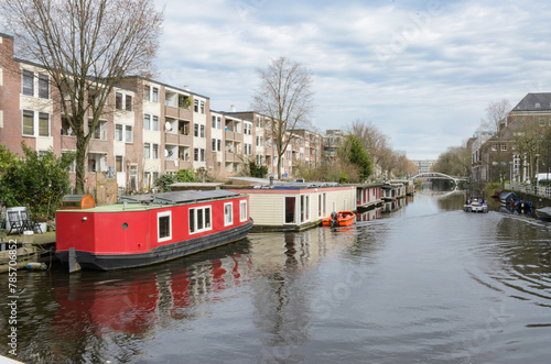 Floating houses along the Amsterdam canal. 2024 March 03