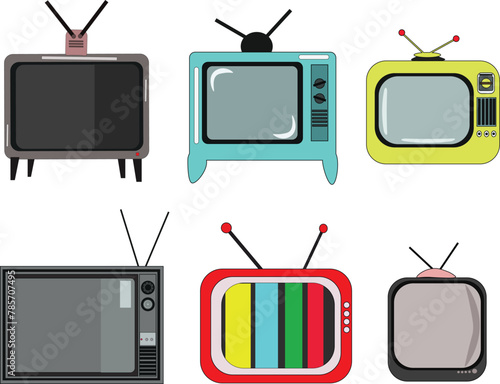 bright color cartoon tv vector illustration