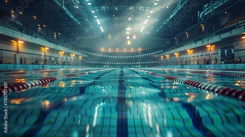 Olympic swimming pool made with Ai generative technology photo