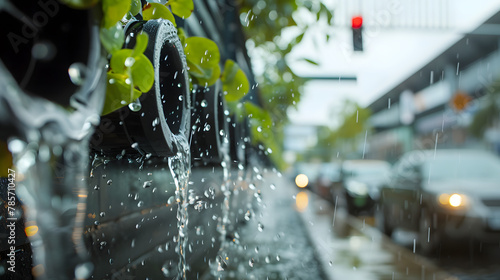 A smart rainwater management system for urban areas utilizing sensor-based collection and filtration to replenish groundwater and reduce flooding. photo