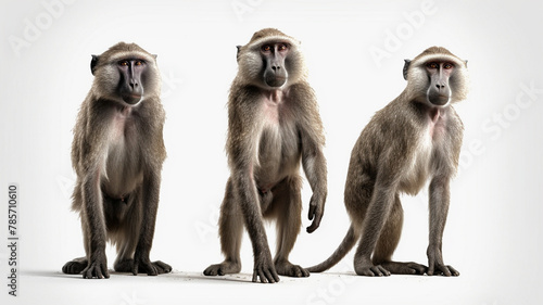 Monkey, Monkeys, Baby Monkey, Baboon Species, on White Background photo
