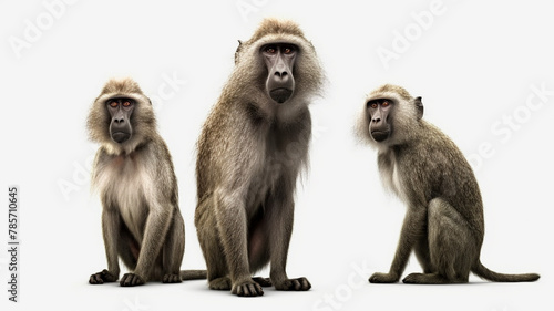 Monkey, Monkeys, Baby Monkey, Baboon Species, on White Background