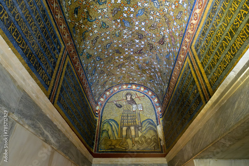 Christ treading on the beasts mosaic in Chapel of Saint Andrew. Ravenna