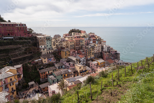 Picturesque coastal village in Italy with colorful houses photo