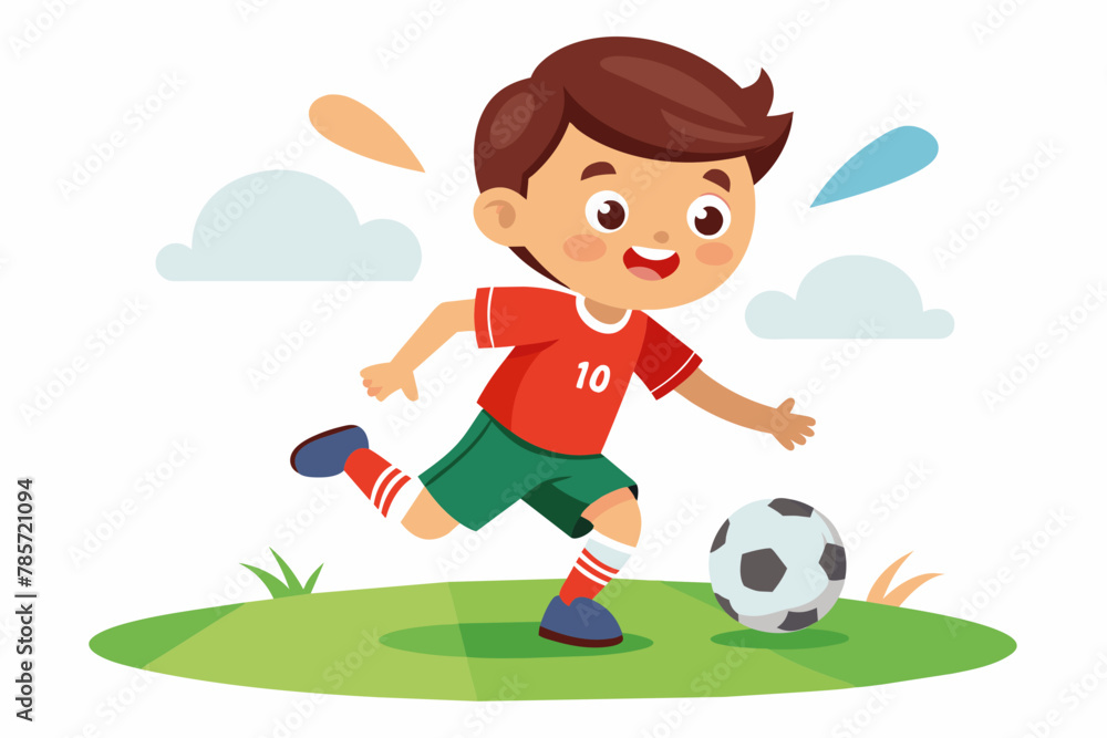 kid playing football on white background kid playing football on white background