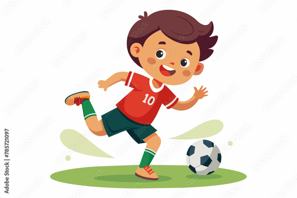 kid playing football on white background kid playing football on white background