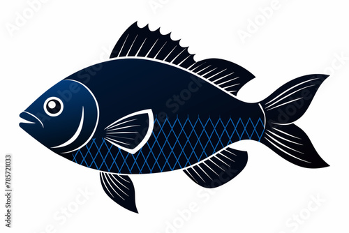 bluegill silhouette vector style on white background 