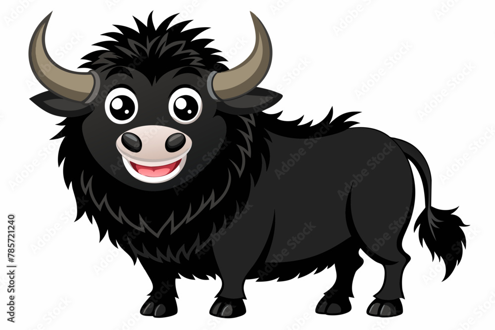 Free vector cheerful cartoon yak black silhouette on white background Free vector cheerful cartoon yak black silhouette on white background