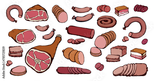 Meat production. Vector drawing food © Marina