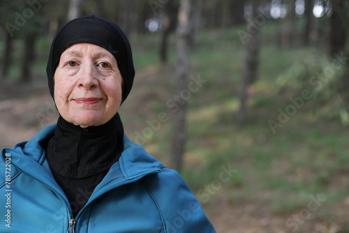 Muslim woman doing some exercise outdoors 