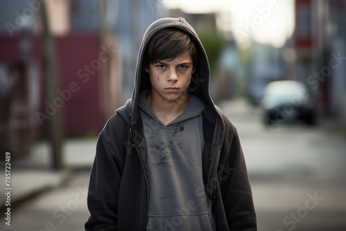 Troubled teenager on a city street