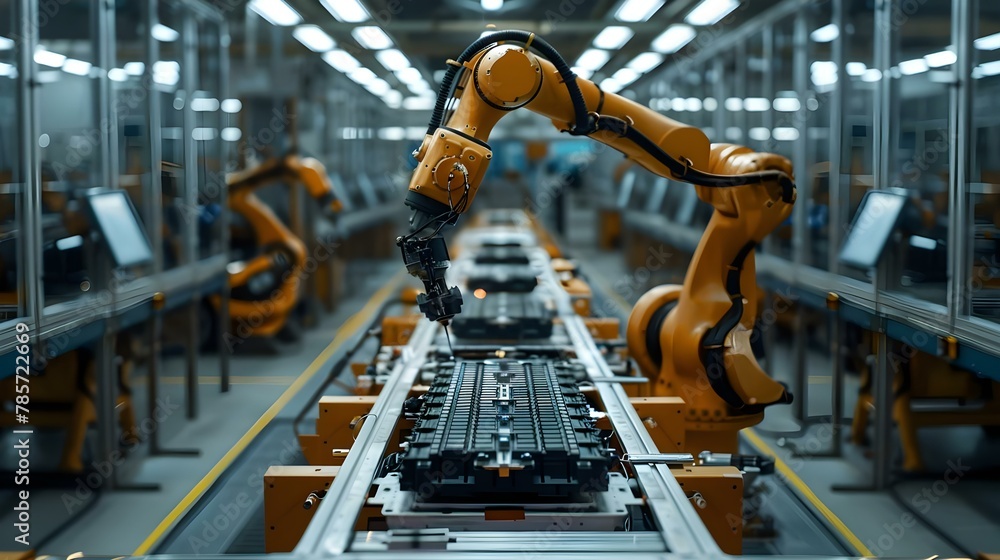 Automated Precision: Robotic Arms Crafting EV Batteries. Concept ...