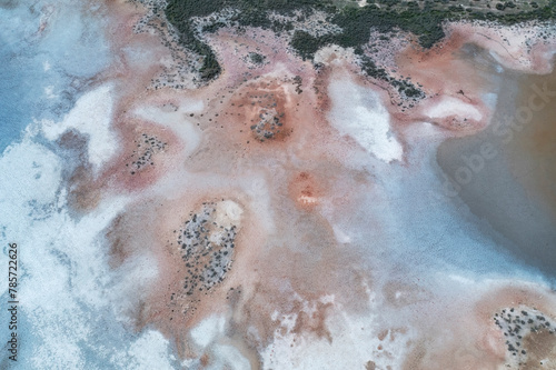 Aerial View of the Colorful Salt Lagoons in Toledo, Spain photo