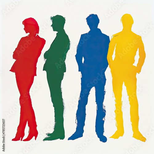 Colored silhouettes used for showing a personal profile in The Insights Discovery methodology.