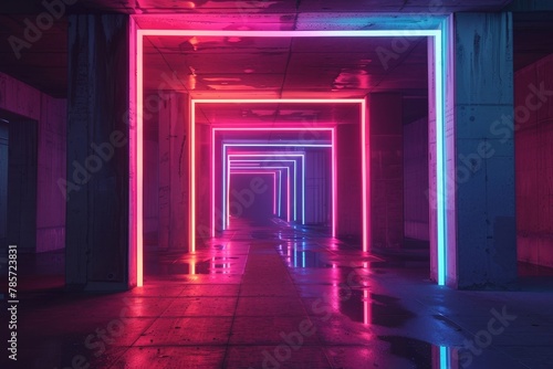 Neon Flow: Dynamic Light Installation with Vibrant Waves