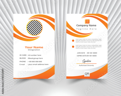 Corporate Creative Modern and minimalist Business ID Card template on white background.