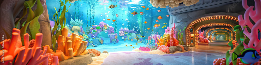 Aquatic Playtime: 3D Model of an Underwater Playground with Animated Sea Life Aquatic Playtime: 3D Model of an Underwater Playground with Animated Sea Life