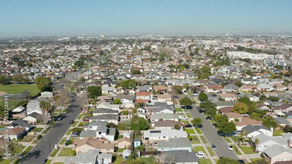 Aerial pullback shot of Torrance, Gardena, Carson in Los Angeles California Aerial pullback shot of Torrance, Gardena, Carson in Los Angeles California