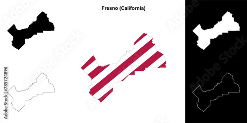 Fresno County (California) outline map set