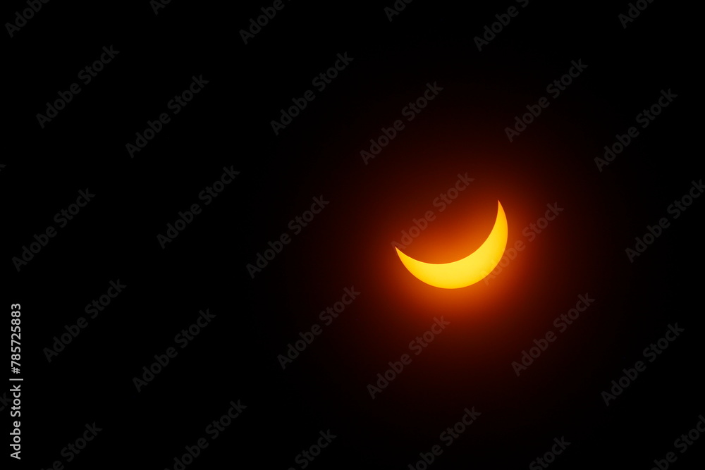 View of a Partial Solar Eclipse, After Third Contact, Sun Seen with Solar Filter, April 8, 2024, Dublin, Ohio View of a Partial Solar Eclipse, After Third Contact, Sun Seen with Solar Filter, April 8, 2024, Dublin, Ohio