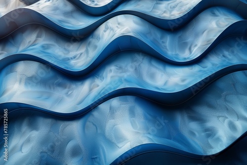 This image features a close-up view of blue wavy textures with a semblance to flowing water or fluid dynamics photo