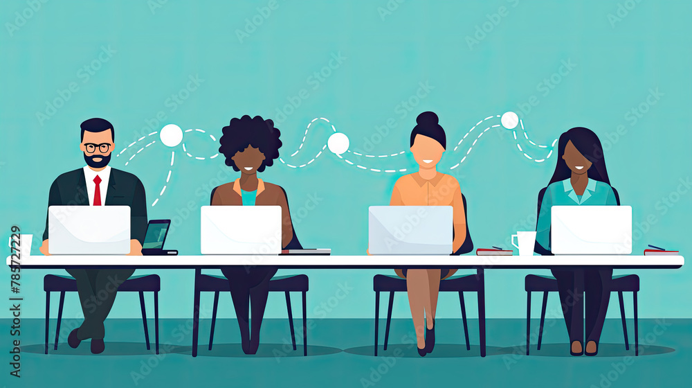 business people using laptops and speech bubbles, business people using laptops and speech bubbles,