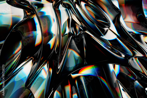 Abstract Glossy Chromatic 3D Backgrounds. RGB colorful shapes liquid type