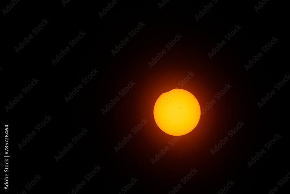 View of a Partial Solar Eclipse, After Third Contact, Sun Seen with Solar Filter, April 8, 2024, Dublin, Ohio View of a Partial Solar Eclipse, After Third Contact, Sun Seen with Solar Filter, April 8, 2024, Dublin, Ohio