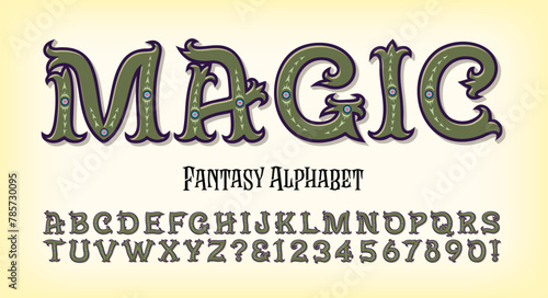 An ornate and embellished fantasy style alphabet.