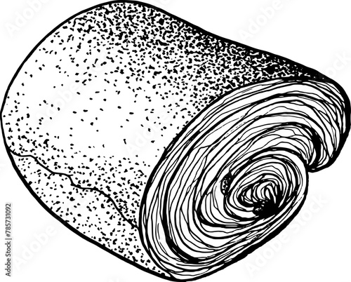 Pain au chocolat french pastries sweets hand drawn vector illustration for poster, print, home decoration, menu cover, invitation, design template. 